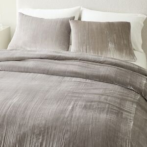 New West Elm Crinkle Velvet Duvet Cover full/queen Pearl Gray FREE SHIPP…